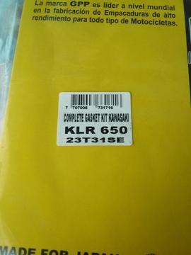 Kit Completo de Empacaduras para Klr 650